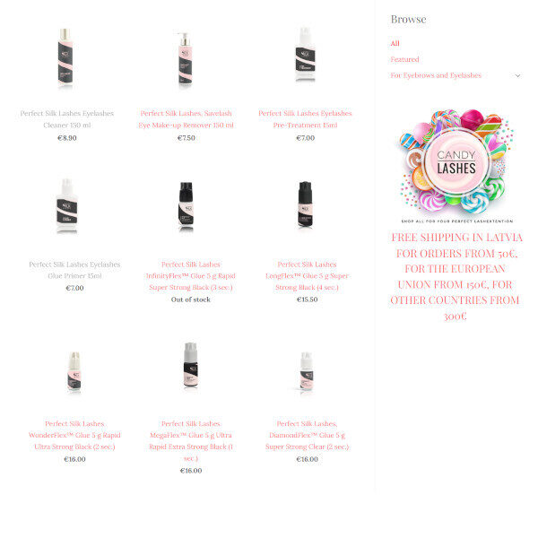 Candy Lashes professional products for lash extensions and brow styling