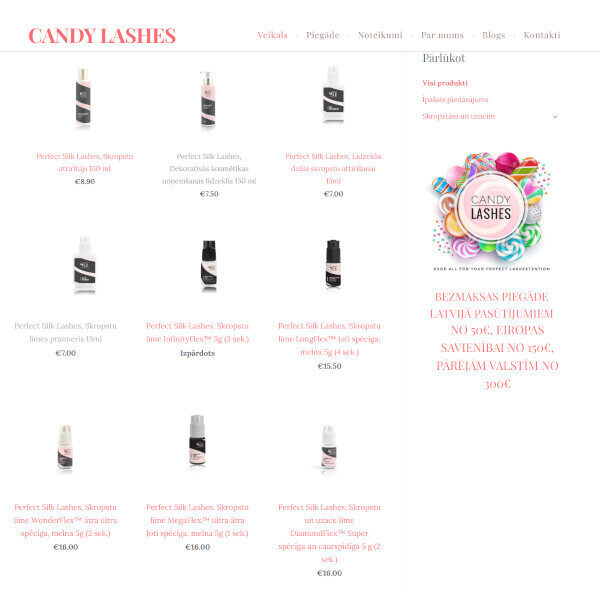 Candy Lashes profesionālie materiāli skropstu pieaudzēšanai un uzacu veidošanai